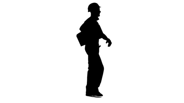 Silhouette Worker Carries Paper Box — Stock Video