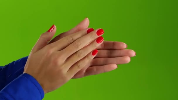 Woman Doing Applause Her Hands Green Screen — Stock Video