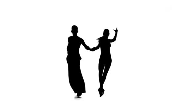 Dance Element Salsa Silhouette Couple — Stock Video