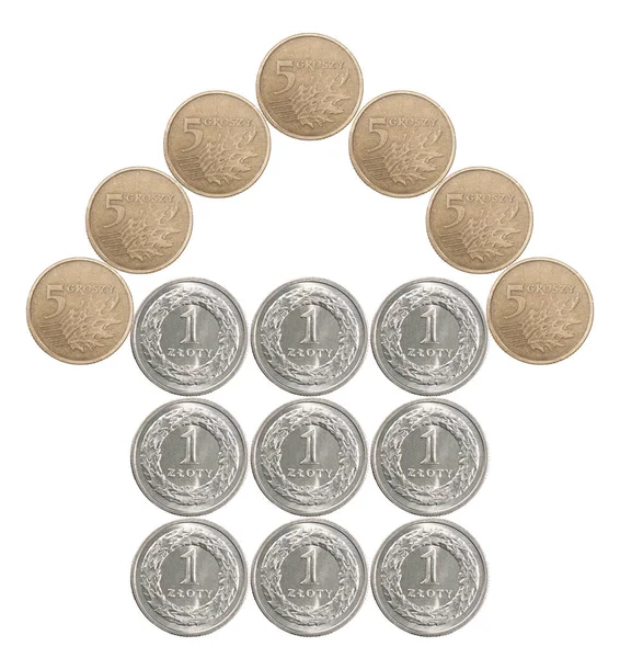 Home made from Polish coins — Stock Photo, Image