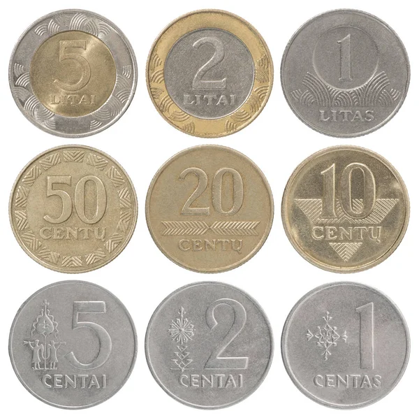 Conjunto de moedas lituanas — Fotografia de Stock