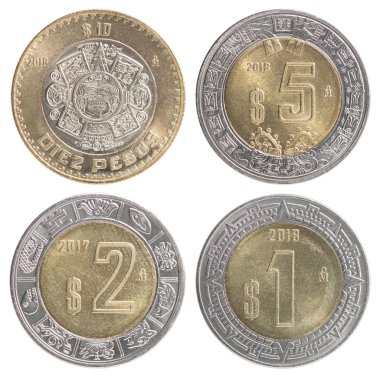 set of mexican coins clipart