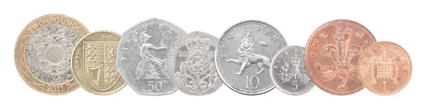 Monete britanniche isolate — Foto Stock