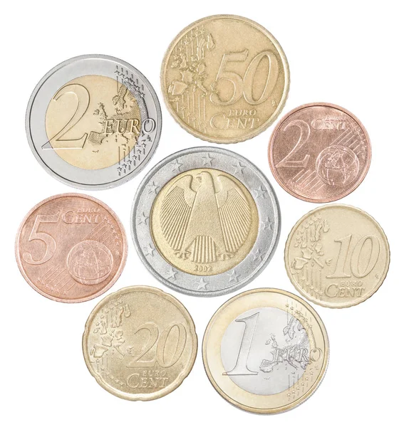 Conjunto de monedas en euros — Foto de Stock