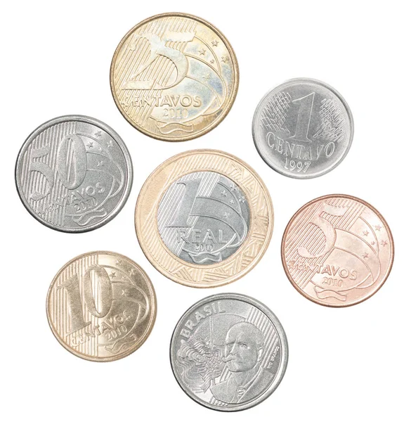 Set of Brazil coins in a heap — Stock Photo, Image