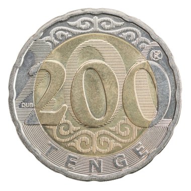 Yeni para 200 tenge, yeni desen beyaz arkaplan izole