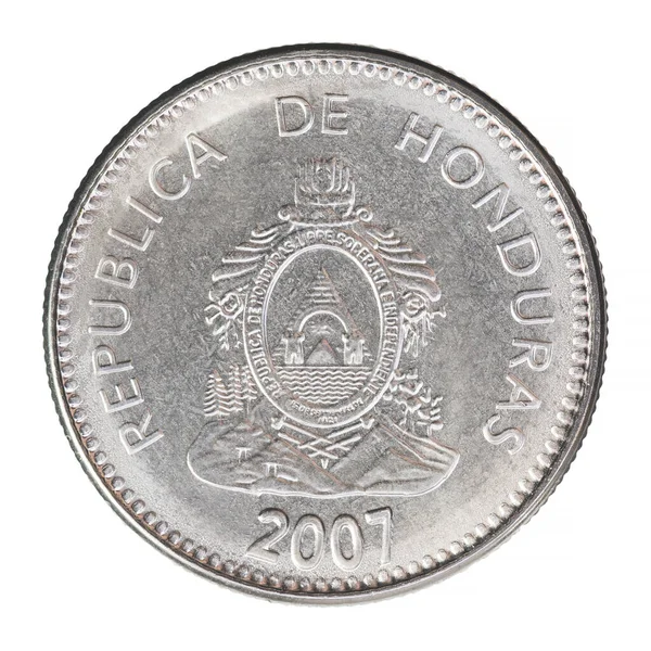 Honduran Centavo Εθνόσημο Απομονωμένο Λευκό Φόντο — Φωτογραφία Αρχείου