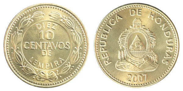 Honduran Centavos Isolerad Vit Bakgrund Närbild — Stockfoto