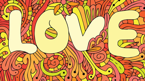 Αφηρημένο floral μοτίβο με τη λέξη αγάπη. Διάνυσμα — Διανυσματικό Αρχείο