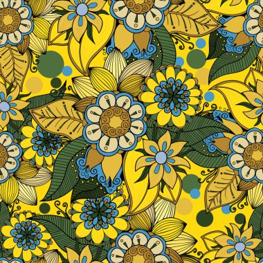 Sorunsuz yinelenen çiçek desenli. Vektör