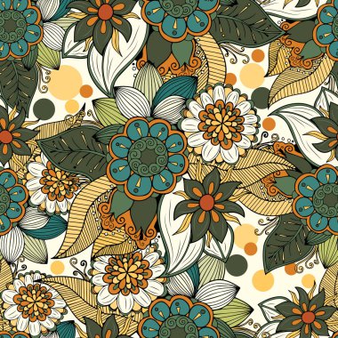 Sorunsuz yinelenen çiçek desenli. Vektör