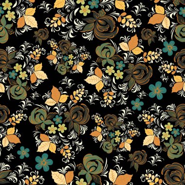 Sorunsuz yinelenen çiçek desenli. Vektör