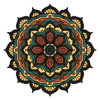 Beyaz arka plan üzerinde renkli mandala. Vektör