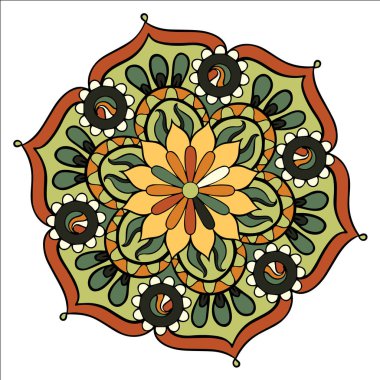 Beyaz arka plan üzerinde renkli mandala. Vektör