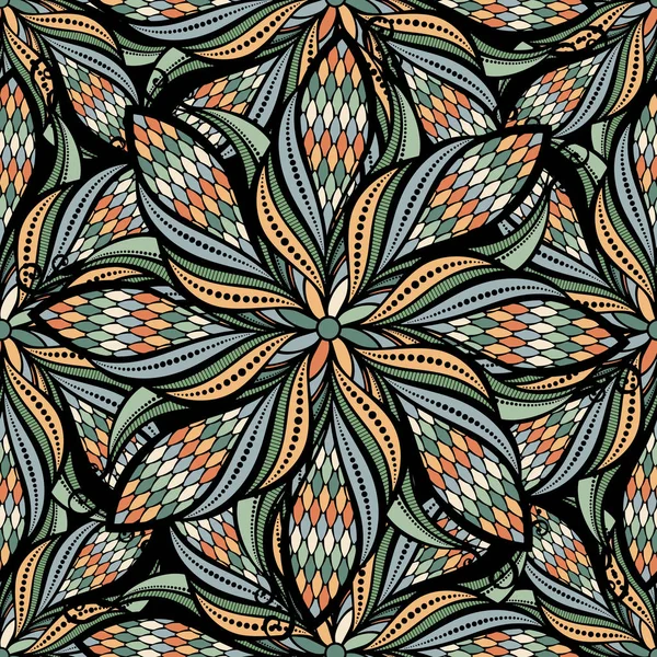 Sorunsuz vektör vintage el mandala desen çekilmiş. Vektör