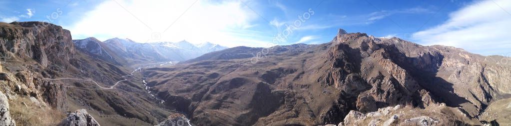 Panorama of the mountains in the vicinity of the village Khinali