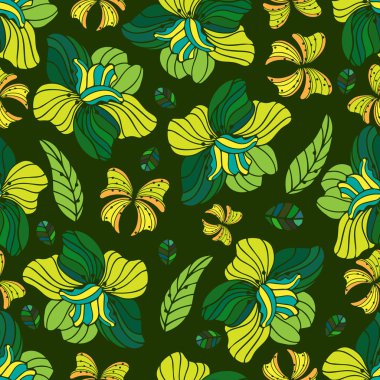 Sorunsuz yinelenen çiçek desenli. Vektör