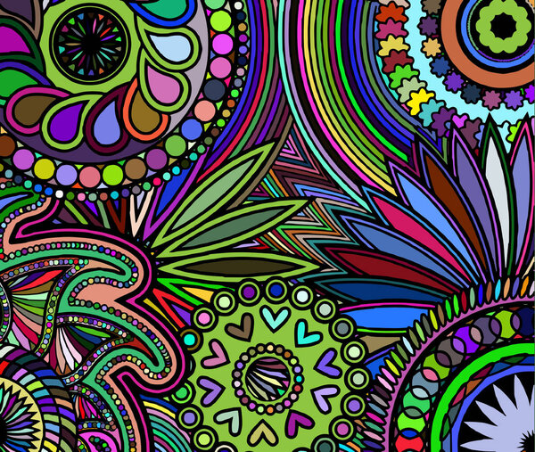 Abstract colored background from a variety of patterns.Vector