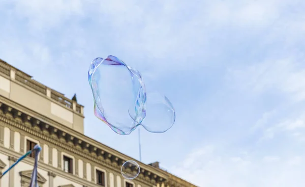 Big soap bubble against the blue sky — Stock Photo, Image