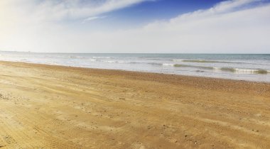 Hazar Sea.Azerbaijan'ın kıyısındaki Beach