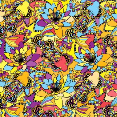 Balık ve çiçekler oluşan arka plan