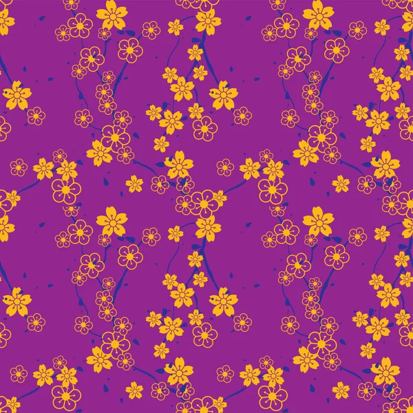 Dikişsiz yinelenen desen bir ağaç üzerinde çiçek çiçek