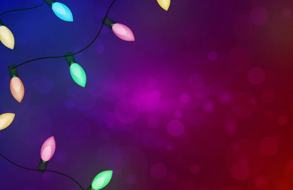 Plantilla de fondo de Navidad con luces — Vector de stock