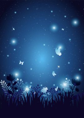 Çiçekler ve gece arka plan