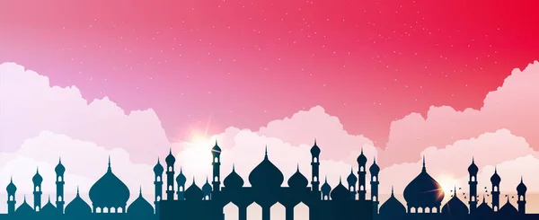 空の雲に対して抽象的なモスク — ストックベクタ