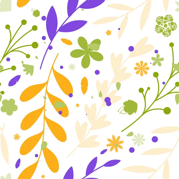 Motifs sans couture avec des fleurs et des feuilles — Image vectorielle