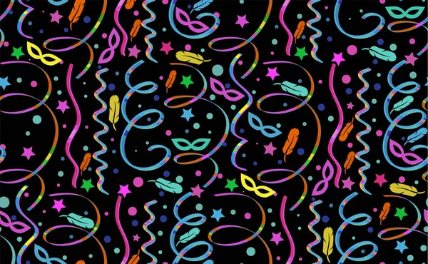 Bezproblémové karneval vzory s barevnými serpentine — Stockový vektor