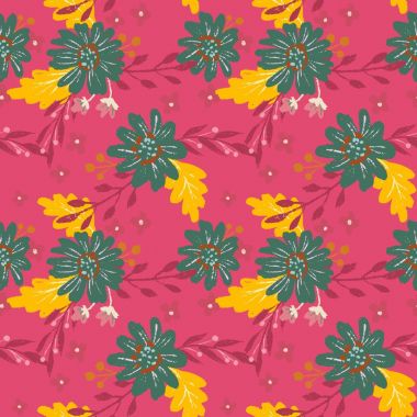 Çiçek ve yaprakları ile Dikişsiz desen