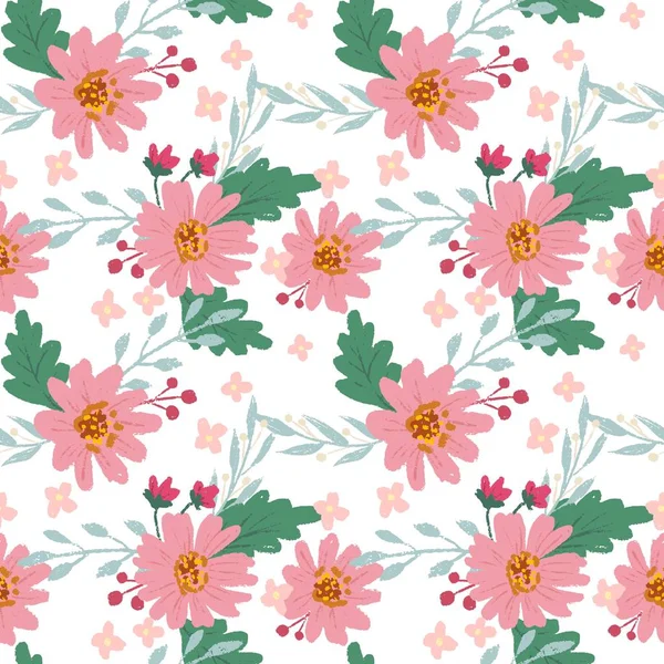 Motifs sans couture avec des fleurs et des feuilles — Image vectorielle