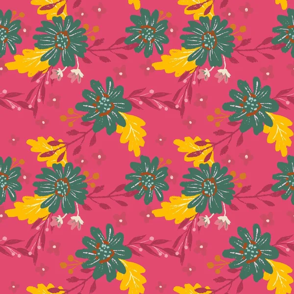 Çiçek ve yaprakları ile Dikişsiz desen