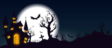 Gece manzara mezarlık afiş