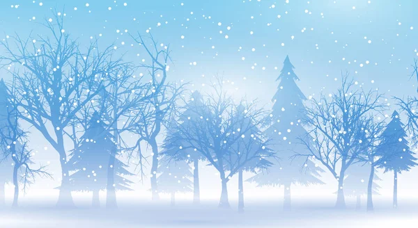 Fundo de Natal com uma paisagem de inverno nevado — Vetor de Stock