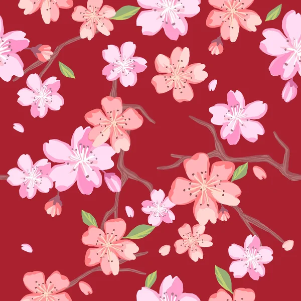 Mooie bloemenpatronen in Japanse stijl — Stockvector