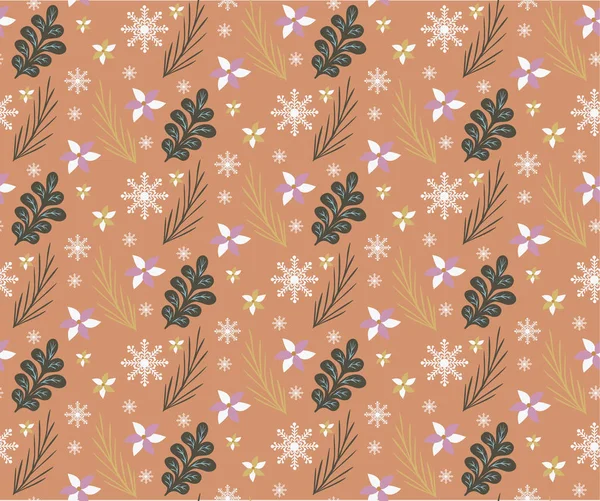 Patrón de Navidad floral sin costuras — Vector de stock