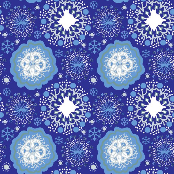 Abstract seamless snowflakes pattern
