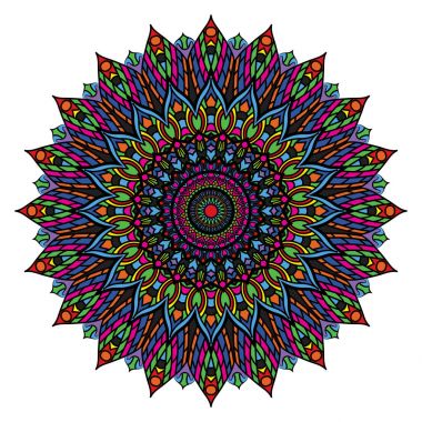 Beyaz bir arka plan üzerinde renkli mandala