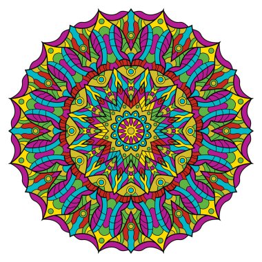 Beyaz bir arka plan üzerinde renkli mandala