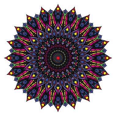 Beyaz bir arka plan üzerinde renkli mandala