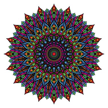 Beyaz bir arka plan üzerinde renkli mandala