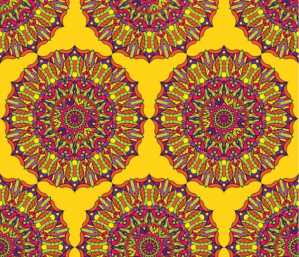 Seamless repeating pattern of mandalas — Stock Vector