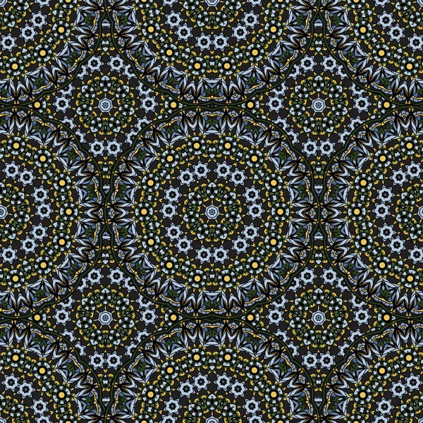 Seamless repeating pattern of colored mandalas — Stock Photo, Image