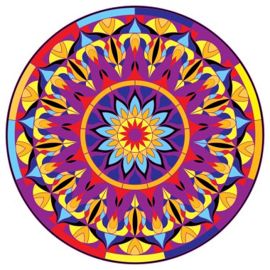 Beyaz bir arka plan üzerinde renkli mandala