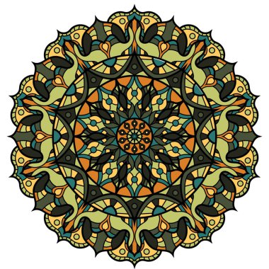 Beyaz bir arka plan üzerinde renkli mandala