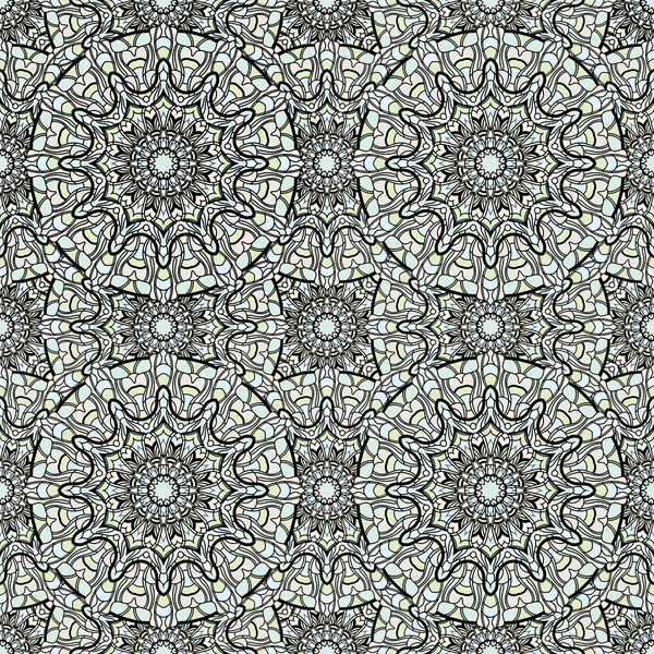 彩色曼荼罗的无缝重复模式 — 图库矢量图片