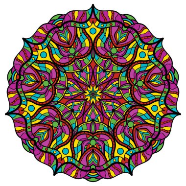 Beyaz bir arka plan üzerinde renkli mandala