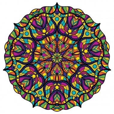 Beyaz bir arka plan üzerinde renkli mandala